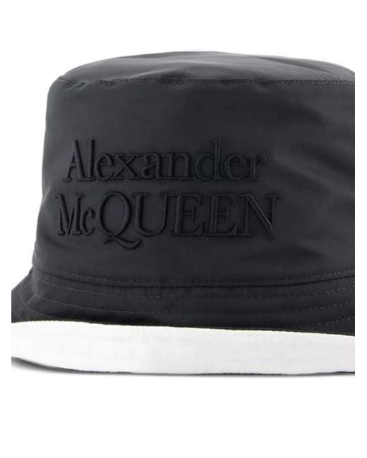 McQueen Black Embossed Bucket Hat for men