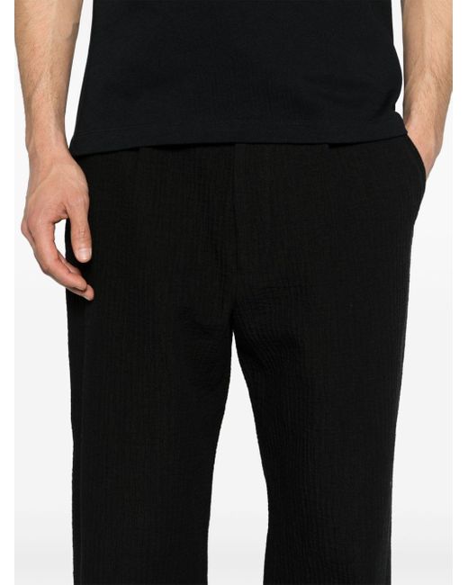 Emporio Armani Black Straight-leg Textured Trousers for men