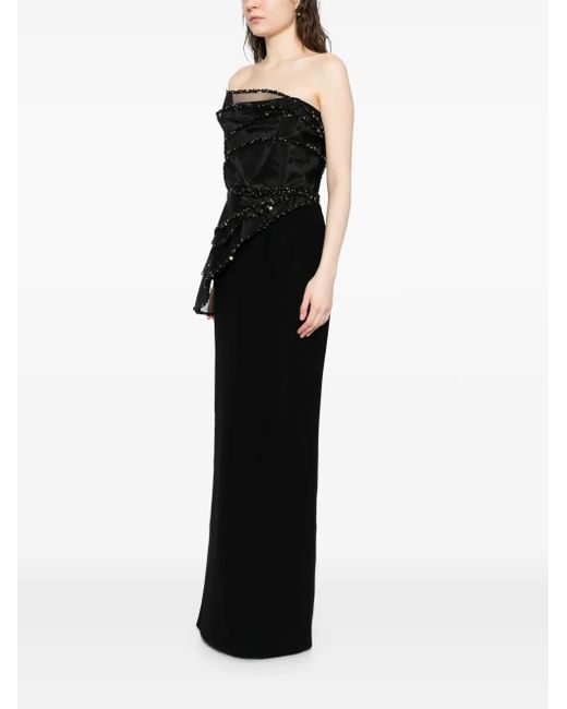 Saiid Kobeisy Bead-Embellished Crepe Dress in Black | Lyst