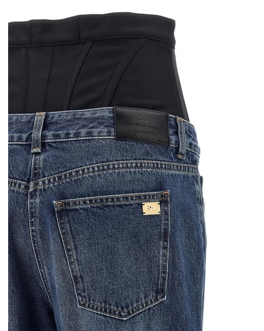 Elisabetta Franchi Blue Bustier-Insert Jeans