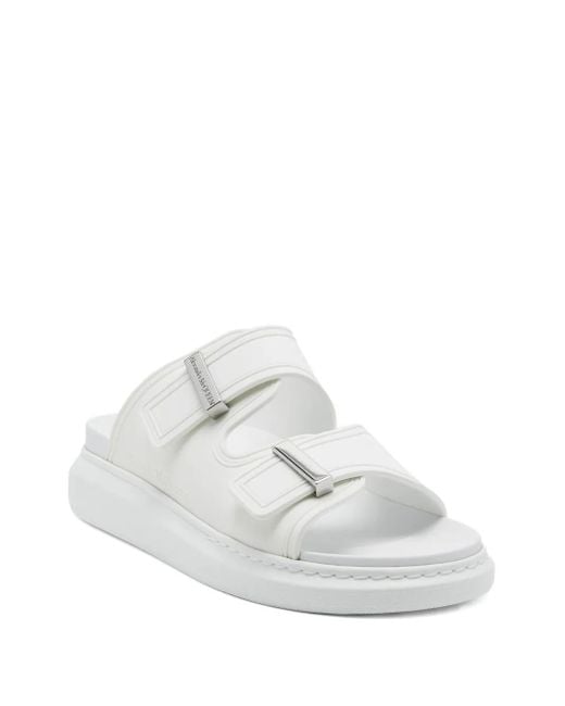 McQueen White Double-Buckle Slides for men