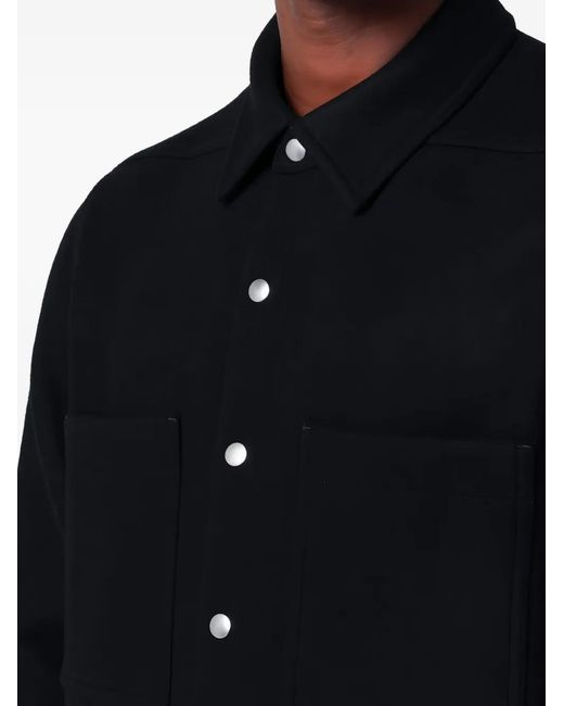 Rick Owens Black Button-Fastening Pocket Shirt Jacket for men