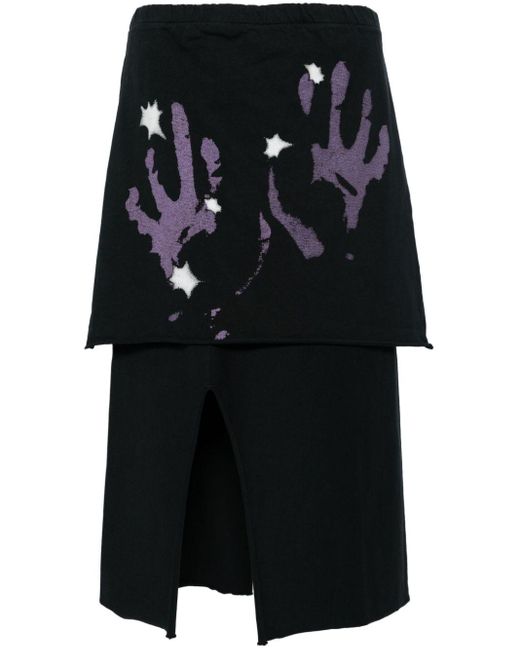 Our Legacy Black Layered Hand-print Cotton Skirt