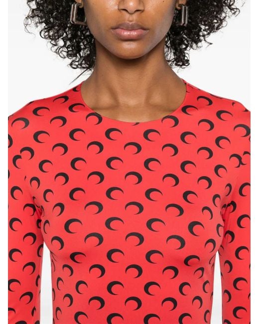 MARINE SERRE Red Moonogram-Pattern Top