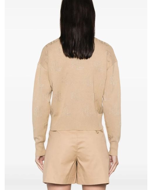 Ralph Lauren Natural Logo-Jacquard Cardigan
