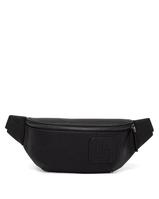 ARMANI EXCHANGE Black Logo-Patch Belt Bag