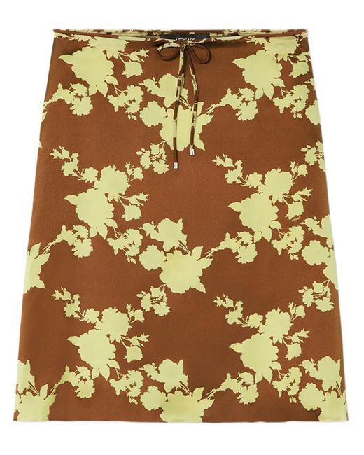 Versace Metallic Wild Roses Satin Midi Skirt