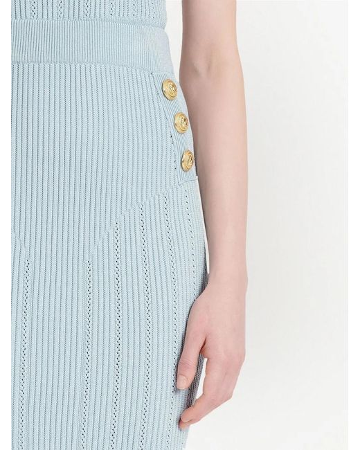 Balmain Blue Knitted Pencil Skirt