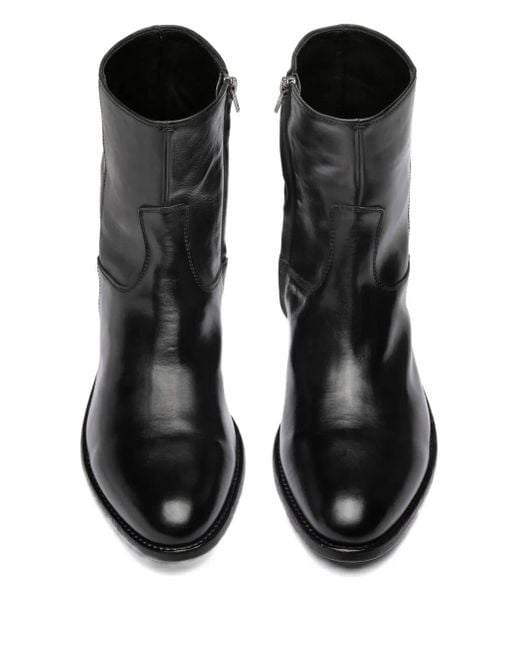 Officine Creative Black Paul Zip Leather Boots for men