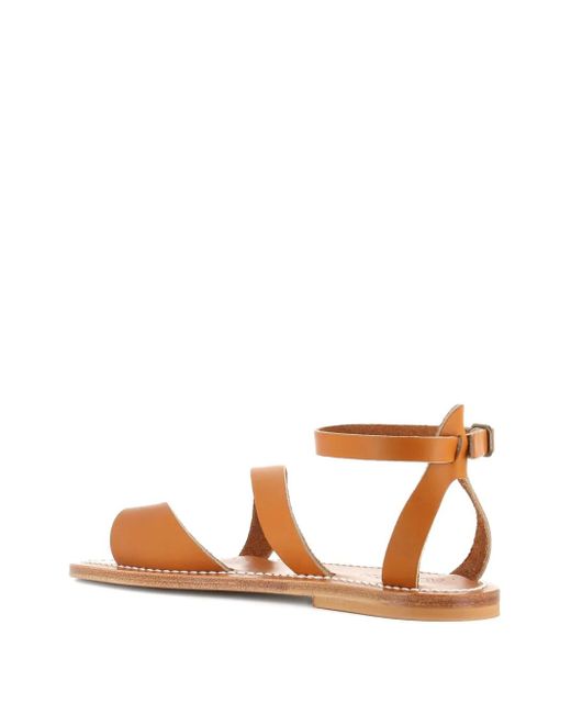 K. Jacques Brown Ankle-Strap Flat Sandals