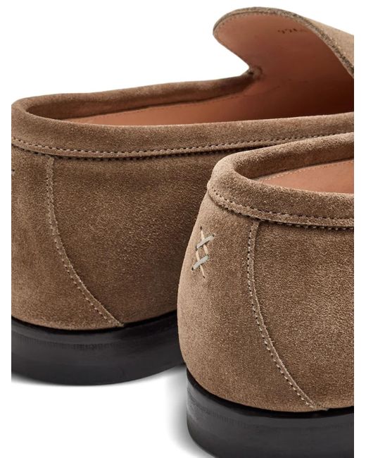 Forsa Brown Stitched Suede Loafers for men