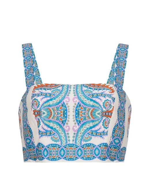 Cara Cara Blue Helena Paisley-Print Cropped Top