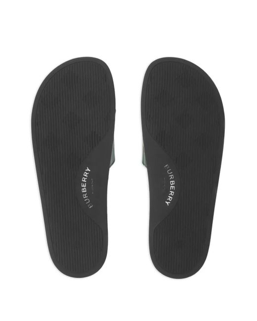 Burberry Green Checked Slides for men