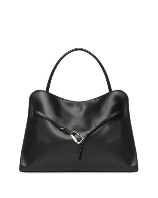 Francesco Biasia Black Iconic Non-Stop Carabiner Leather Tote Bag