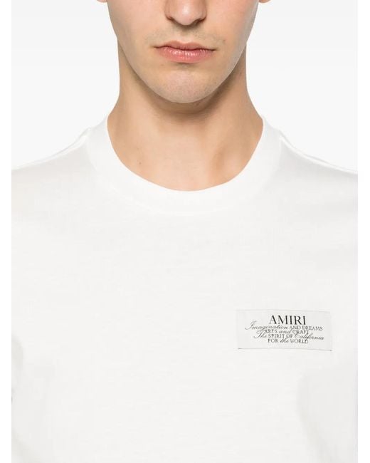 Amiri White Logo-Patch T-Shirt for men