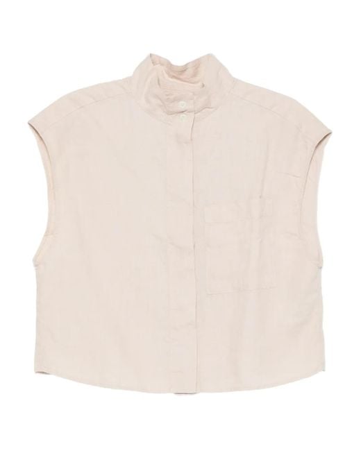 Marc O' Polo Mouwloos Blouse in het Natural