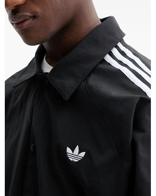 Adidas Black Logo-Embroidered 3-Stripes Jacket for men