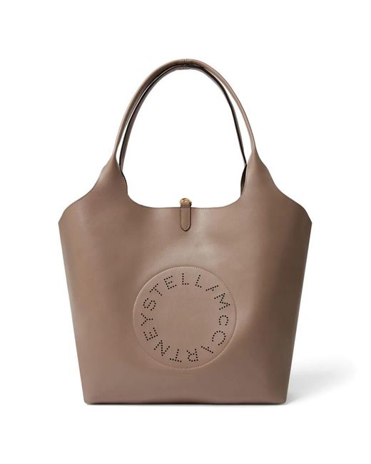 Stella McCartney Brown Stella Logo Perforated Tote Bag