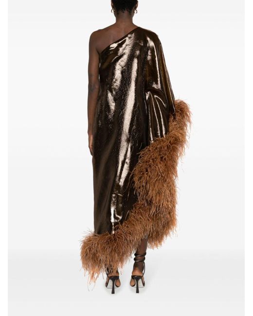 ‎Taller Marmo Midi-jurk Met Veren Afwerking in het Brown