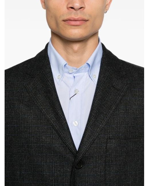 Etro Black Check-Pattern Single-Breasted Blazer for men