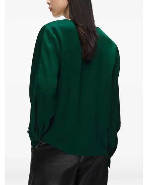 Karl Lagerfeld Green Blouse Volantée À Col V