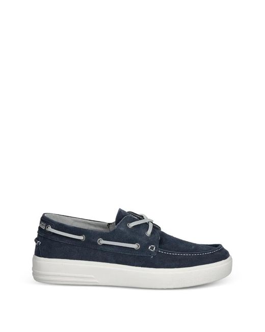Napapijri Blue Bark Suede Boat Shoes for men
