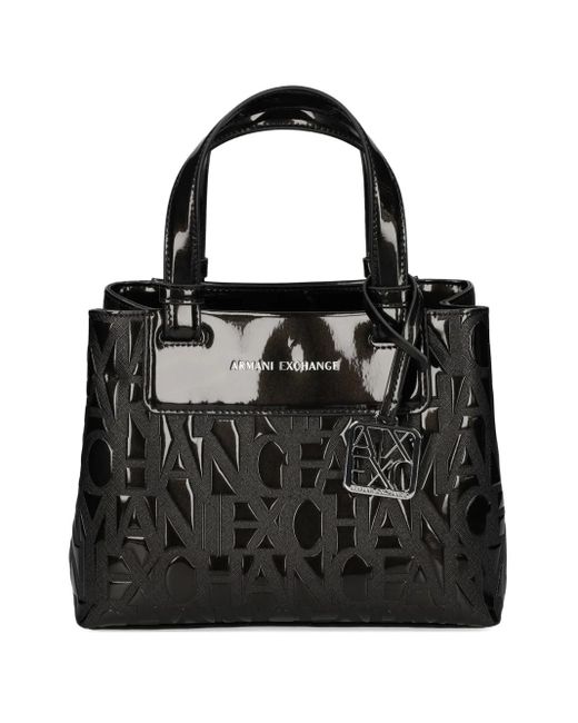 ARMANI EXCHANGE Logo Embossed Tote Bag Black