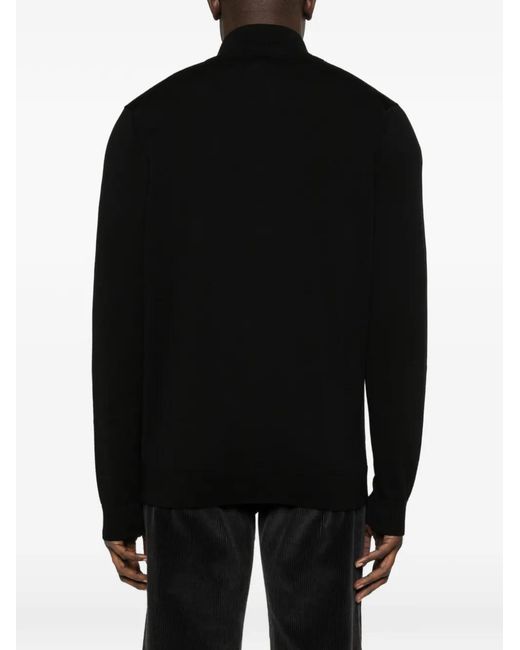 HUGO Black Zip Mock-Neck Cardigan for men