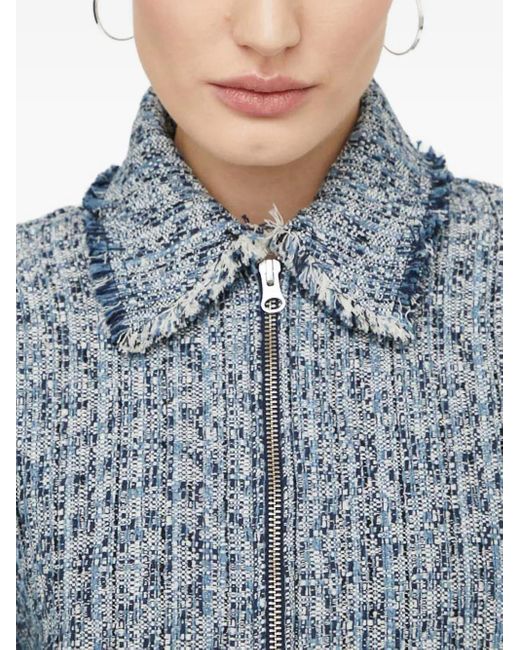 Samsøe & Samsøe Blue Tweed-Effect Zip-Up Jacket