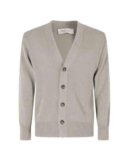 Gran Sasso Gray Fine-Knit Cardigan for men