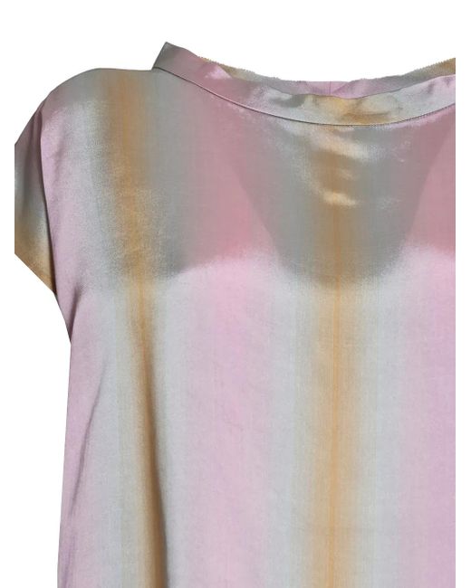 Aspesi Pink Stripe-Print Short-Sleeves Top