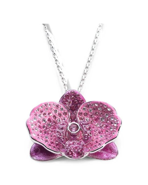 Swarovski Pink Idyllia Orchid-Shape-Pendant Necklace