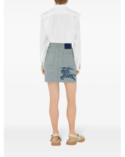 Burberry Blue Ekd-Jacquard Denim Skirt