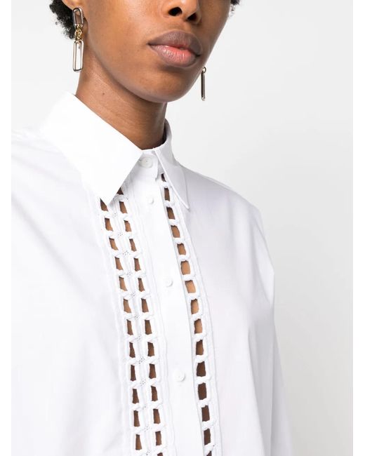 Ermanno Scervino White Embroidered-Insert Cotton Shirt