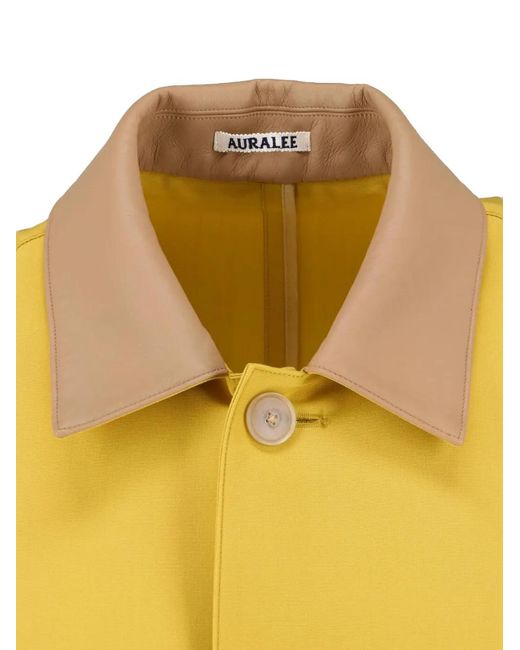 Auralee Yellow Belted Trench Coat for men