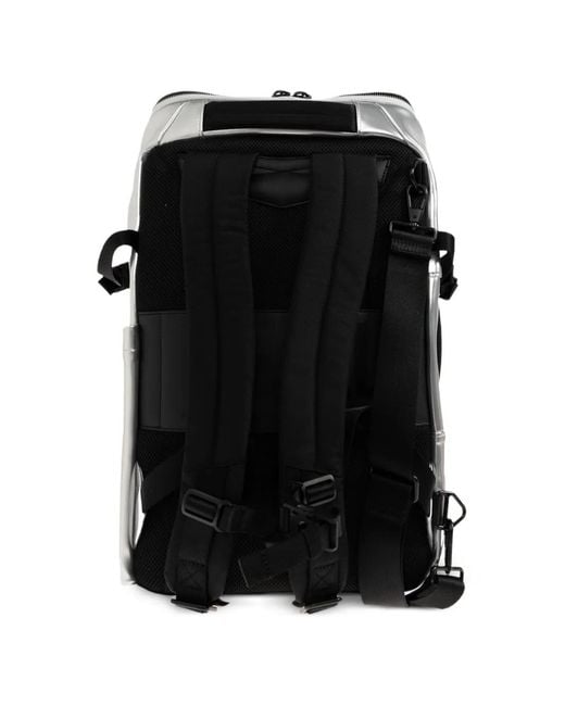 DIESEL Gray Logo-Print Metallic-Effect Backpack