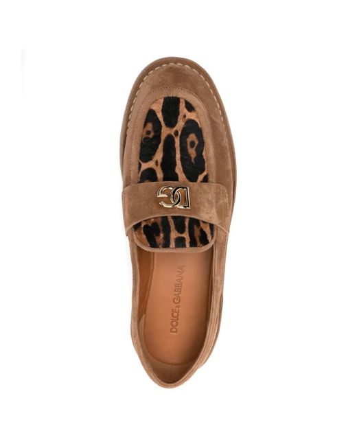 Dolce & Gabbana Brown Loafer Mit Leopardenmuster