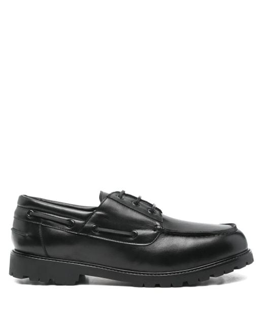 Studio Nicholson Black Guston Leather Lace-Up Boat Shoes for men