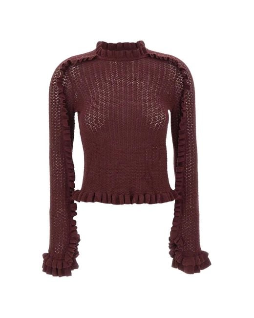 Marella Red Mulino Open-Knit Sweater