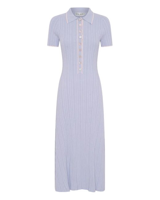 Anna Quan White Collared Buttoned Dress