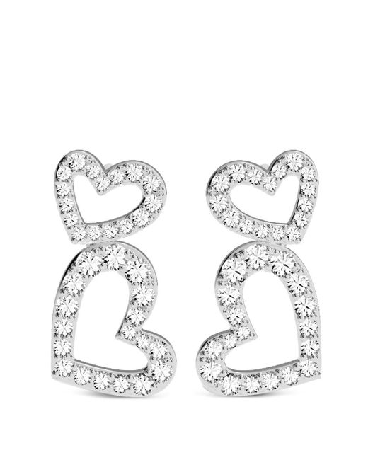 Apm Monaco Metallic Double Hearts Crystal-Embellished Earrings