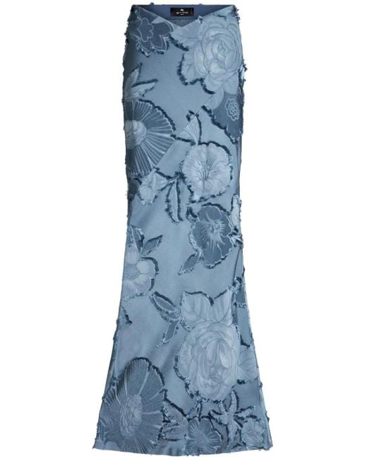 Etro フローラル マキシスカート Blue