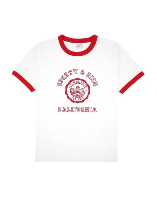 Sporty & Rich Pink Ringer Graphic T-Shirt