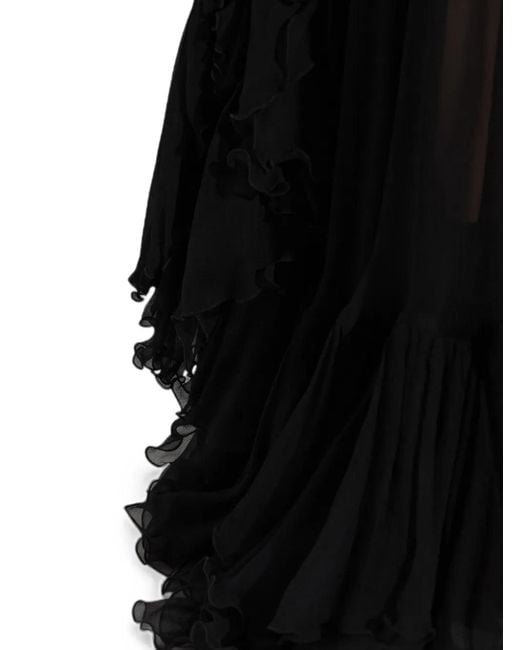 Chloé Black Ruffled Silk Skirt