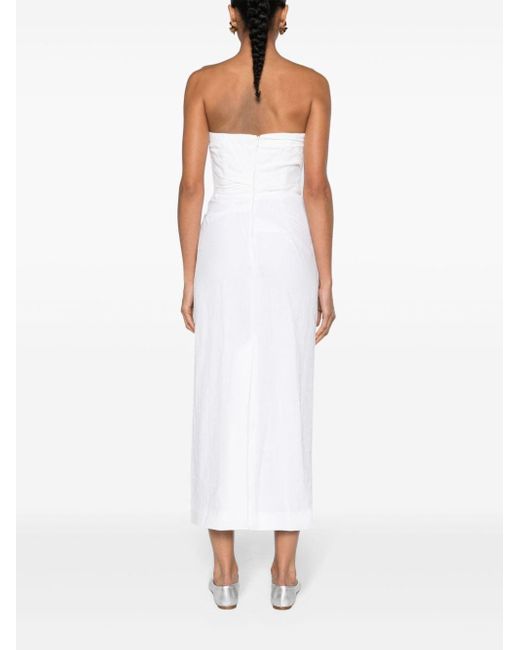 TOVE White Sabella Linen Midi Dress