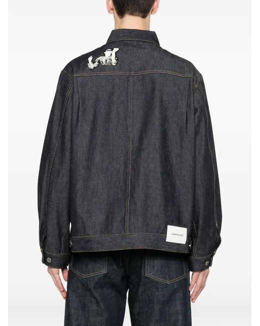 Undercover Black Print Denim Jacket for men