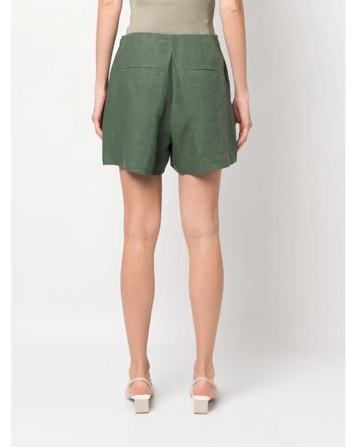 Polo Ralph Lauren Green Linen Flat-Front Shorts