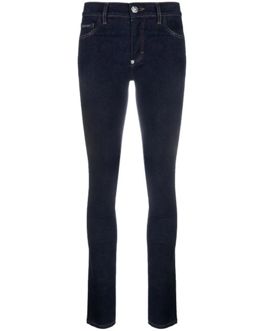 Philipp Plein Blue Mid-Rise Skinny Jeans