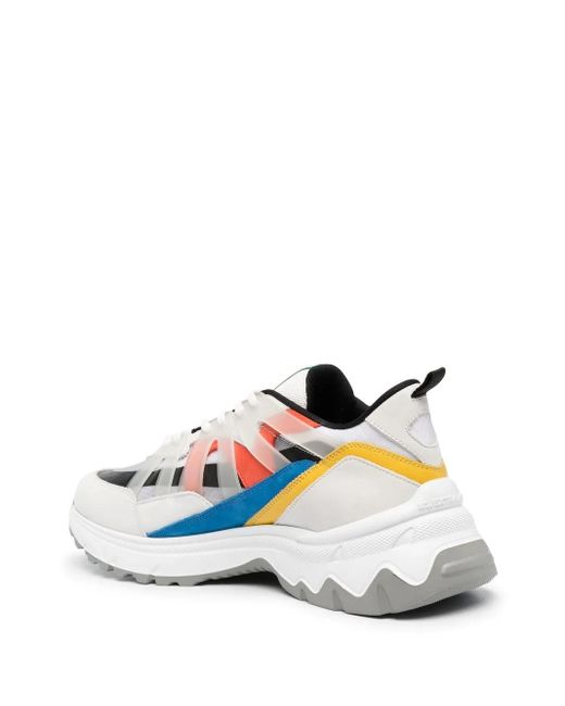 MSGM White Panelled Low-Top Sneakers for men