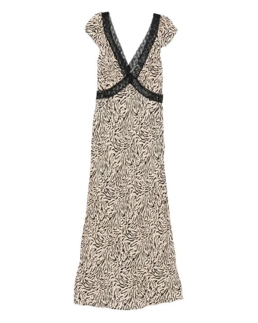 Vestido Iggy con ribete de encaje Rixo de color Natural